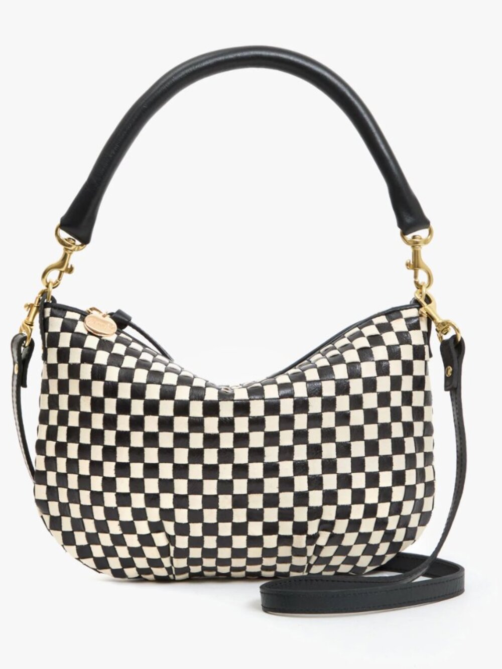 Clare V. Woven Leather Checkered Petit Moyen Bag + Rare Custom Ribbon Bow Strap